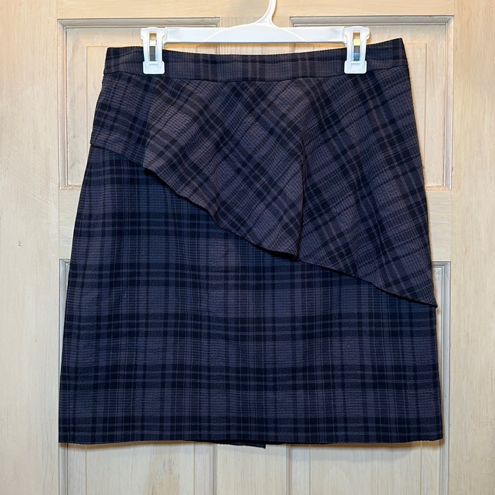 Banana Republic | Navy and Blue Plaid Ruffle Skirt